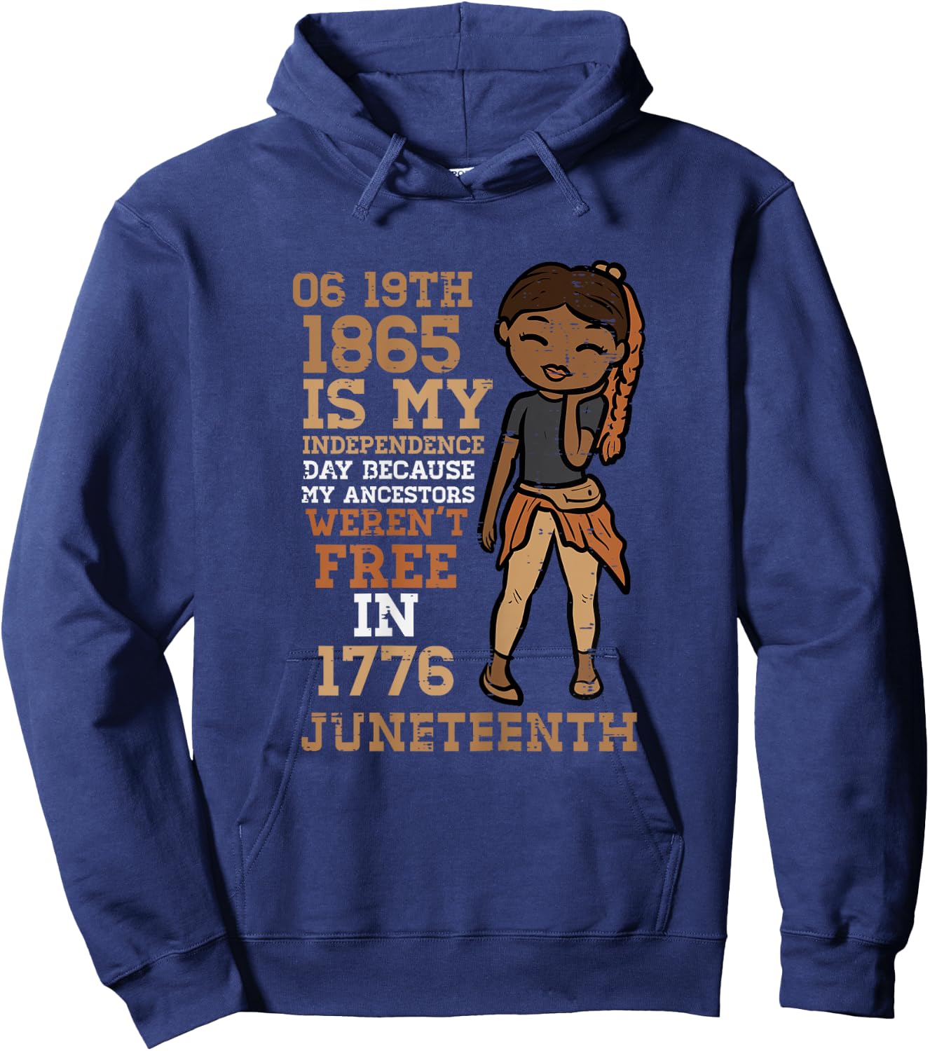 1865 My Independence Day Juneteenth Black Girl Women Kids Hoodie - Hoodie | Navy