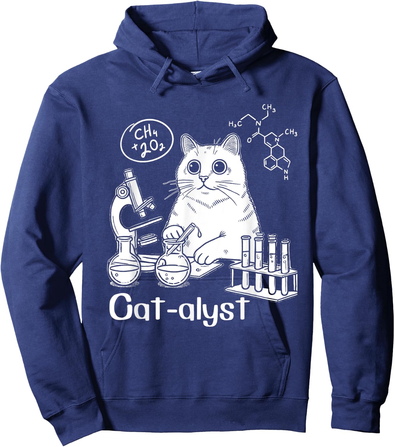 Funny Cat-alyst Science Meme Cat Scientist Nerd Cat Lover Hoodie - Hoodie | Navy