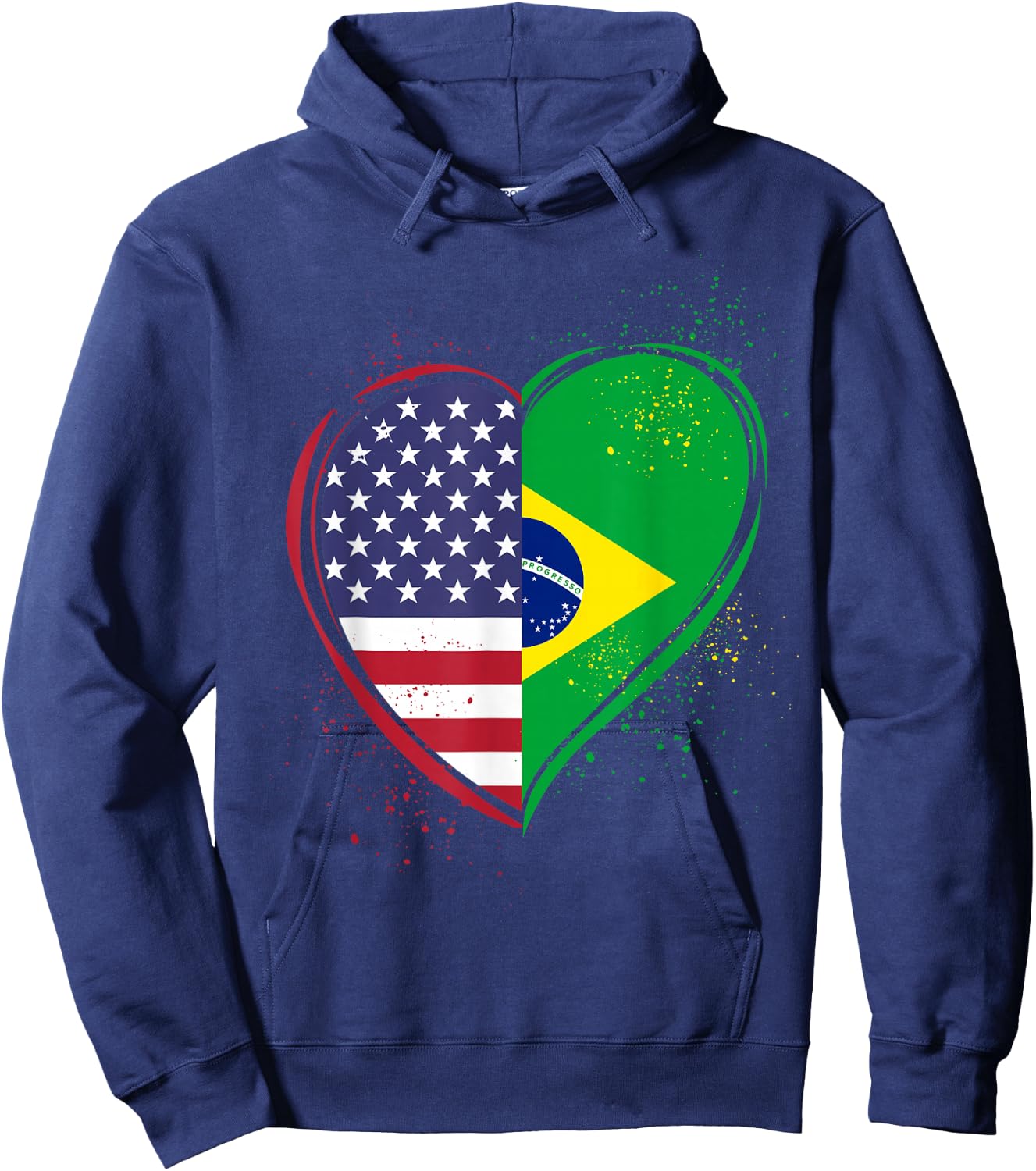 Half Brazilian Half American USA Brazil Culture Patriot Flag Hoodie - Hoodie | Navy