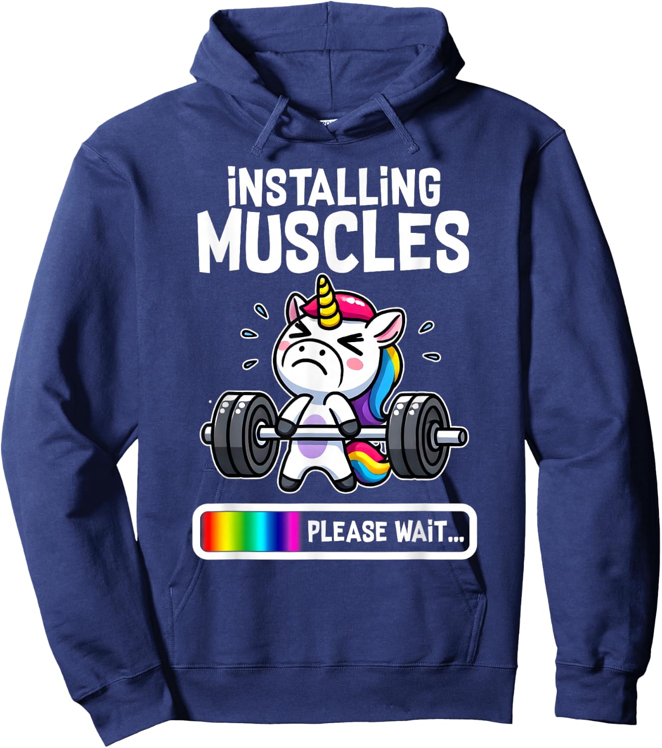 Funny Cute Unicorn Workout Gym Fitness Weightlifting Gift Hoodie - Hoodie | Navy