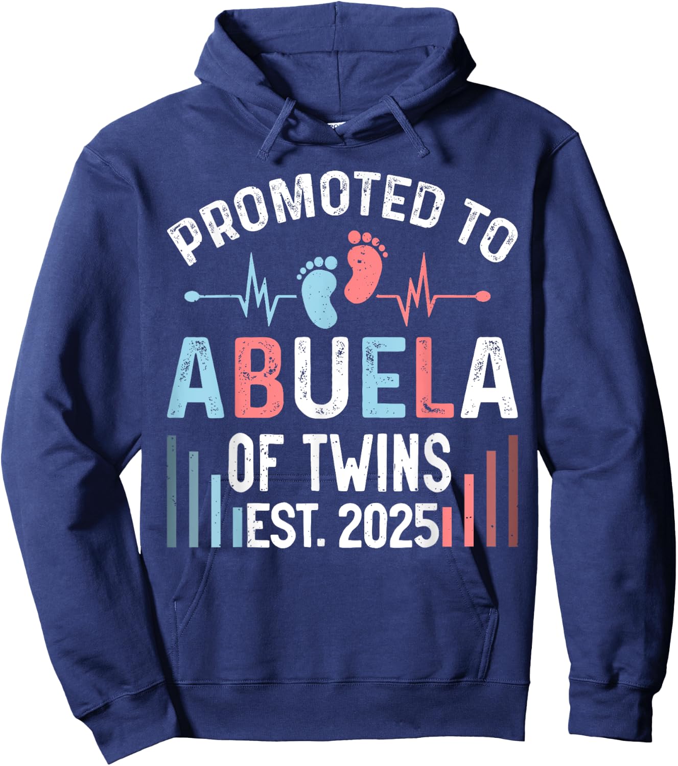 Promoted To Abuela Of Twins Est 2025 Twin Baby Shower Hoodie - Hoodie | Navy