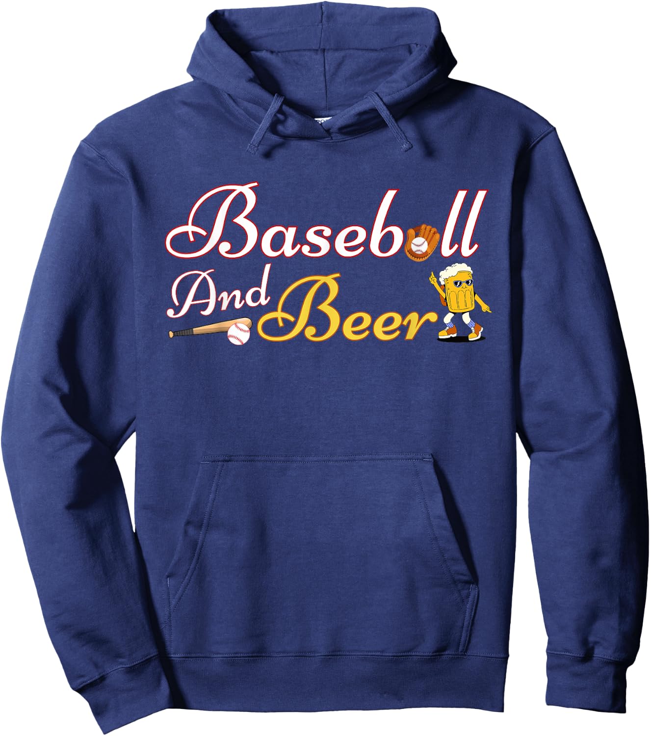Retro Funny Drinking Vintage Baseball and Beer Apparel Lover Hoodie - Hoodie | Navy
