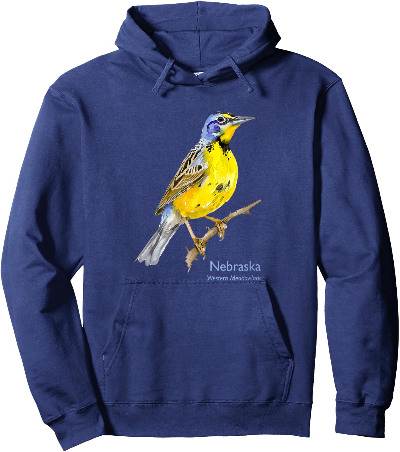 Nebraska Bird Western Meadowlark Birdwatching Birder Hoodie - Hoodie | Navy