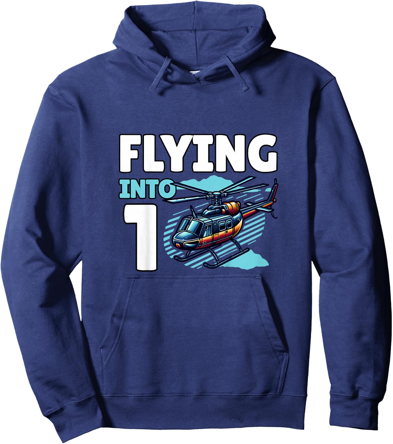 Kids Helicopter Flying Into 1 Year Old 1st Birthday Boy Hoodie - Hoodie | Navy