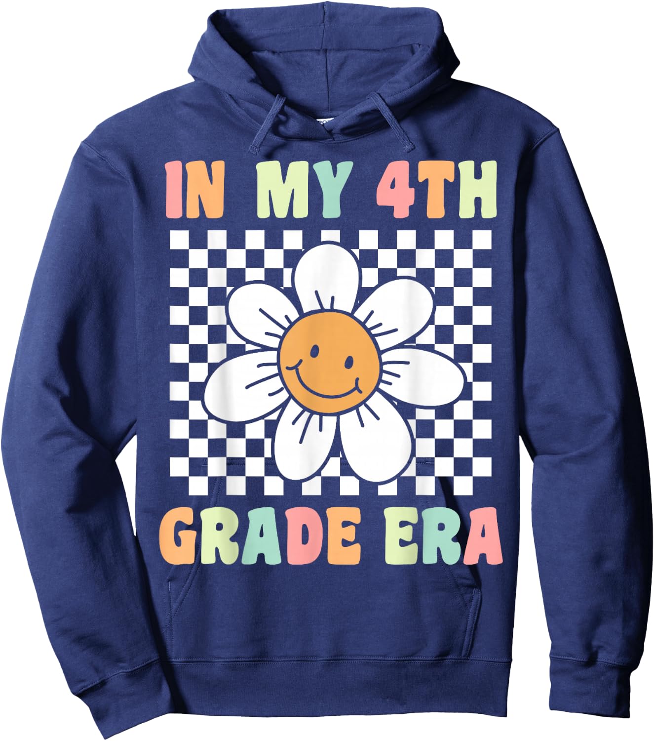 In My 4th Grade Era Cute Groovy Fourth Grade Back to School Hoodie - Hoodie | Navy