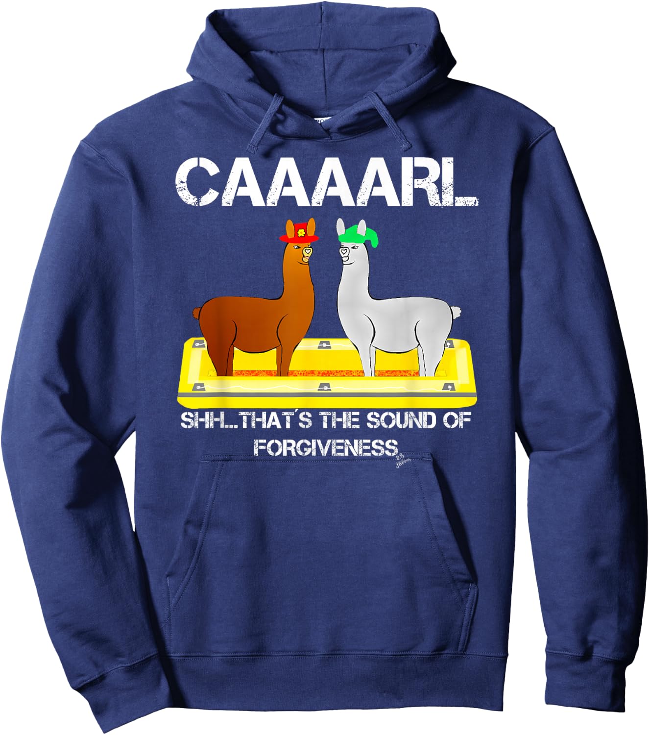 Lamas mit Hten Kollektion by Jean Olivier - -Adults Sound of Forgiveness Funny Llama - Black, Small Hoodie - Hoodie | Navy