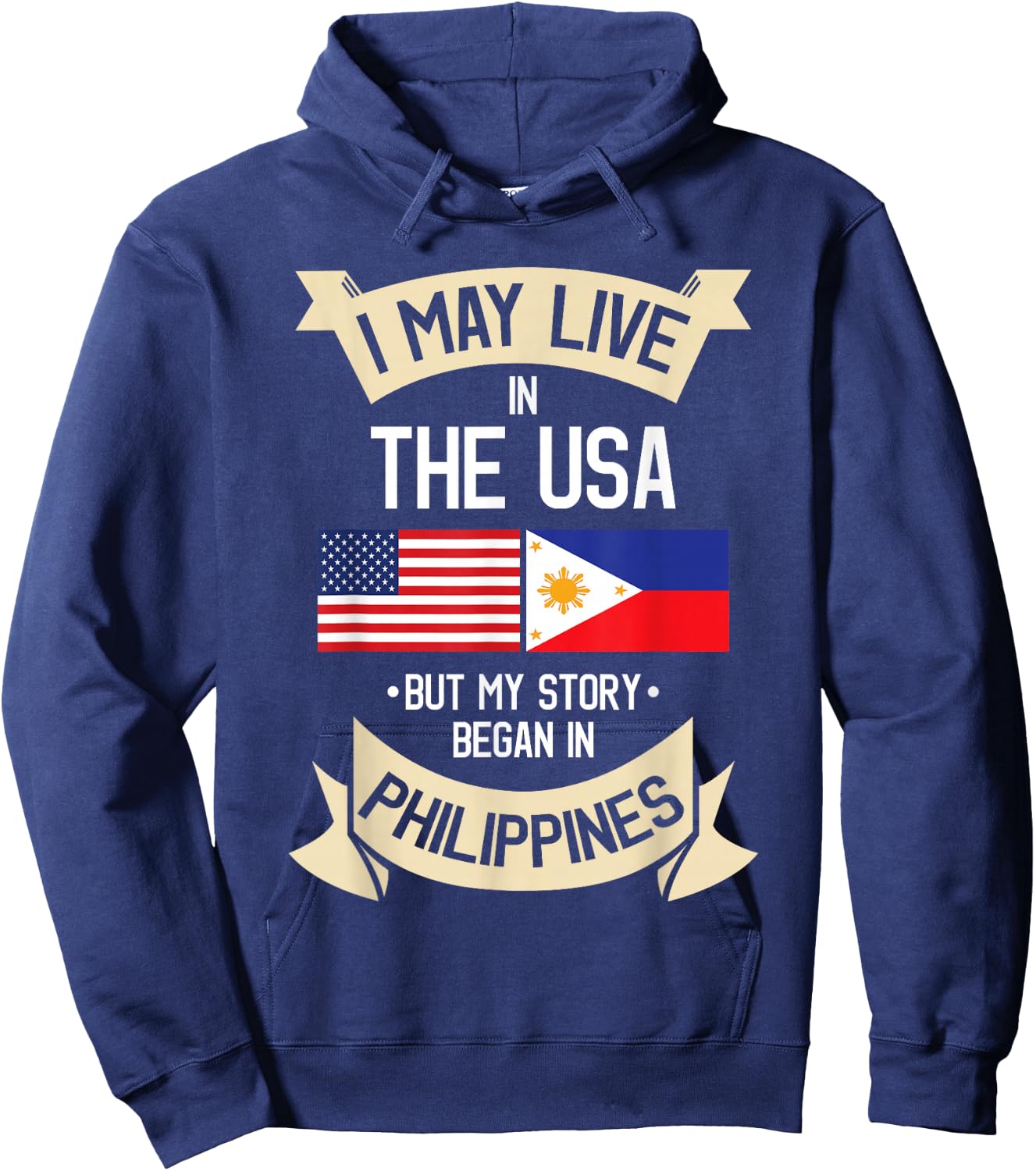 Philippines American Flag USA Filipino Roots Gifts Hoodie - Hoodie | Navy