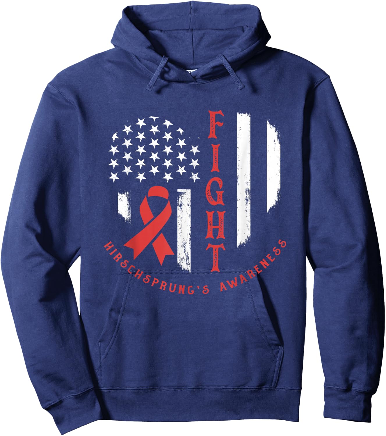 Patriotic US Flag American Hirschsprung's Disease Awareness Hoodie - Hoodie | Navy