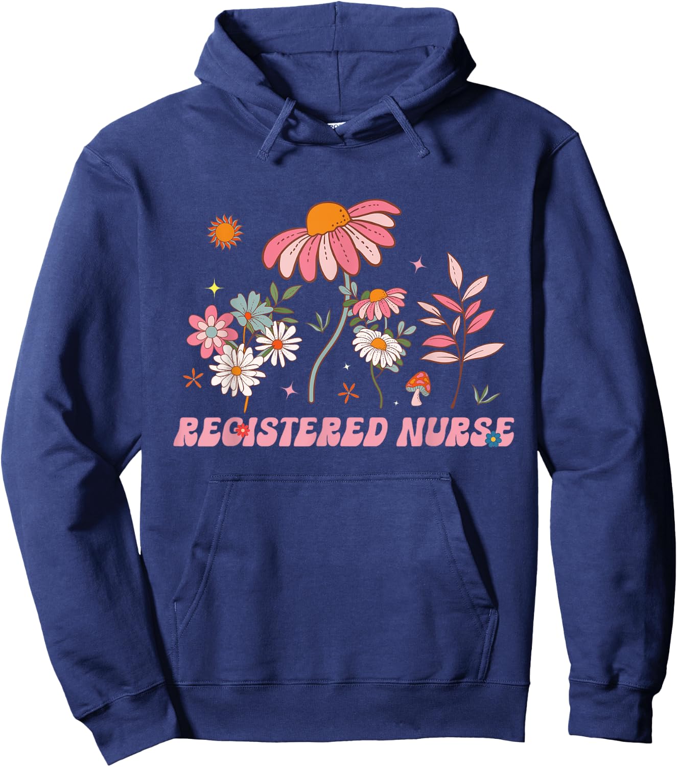 Groovy Registered Nurse Wildflower Flowers Summer Hoodie - Hoodie | Navy