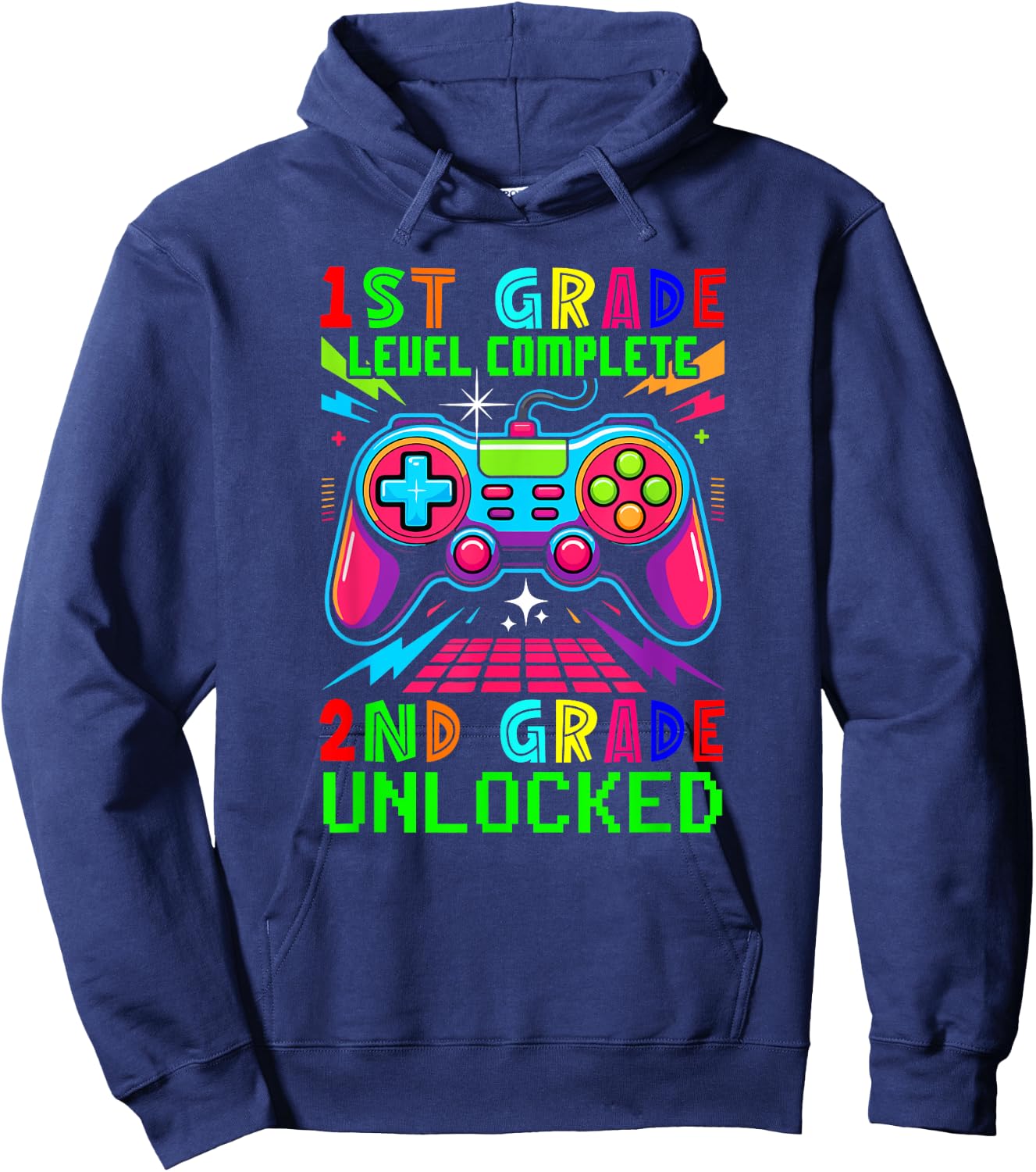 1st Grade Level Complete 2nd Grade Unlocked Gamer Students Hoodie - Hoodie | Navy