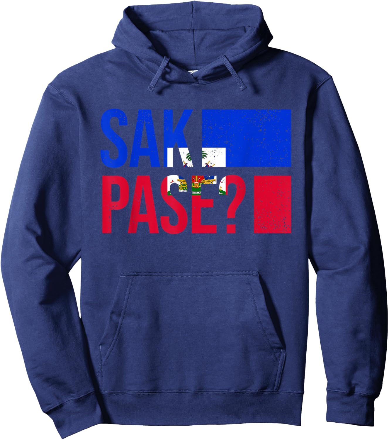 Haitian Flag Day Retro Creole Pride Haiti Flag Sak Pase Hoodie - Hoodie | Navy
