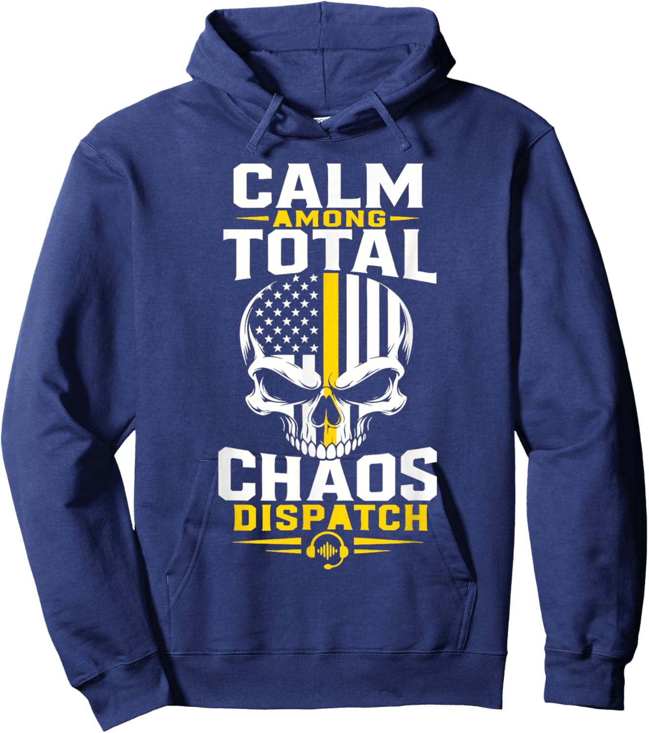 911 Dispatcher Thin Gold Line 911 Emergency Operator Hoodie - Hoodie | Navy