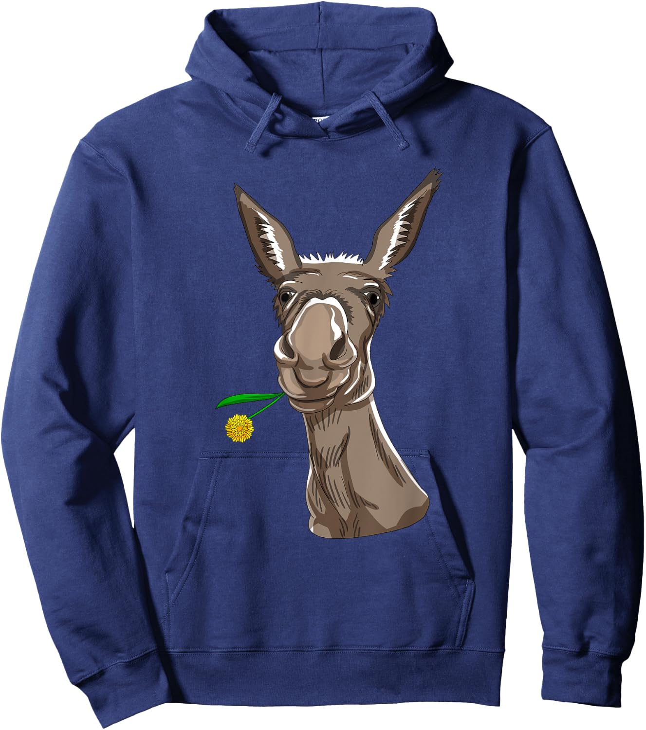 Donkey with Flower on Mouth Cute Mule Jack Burro Horse Gift Hoodie - Hoodie | Navy