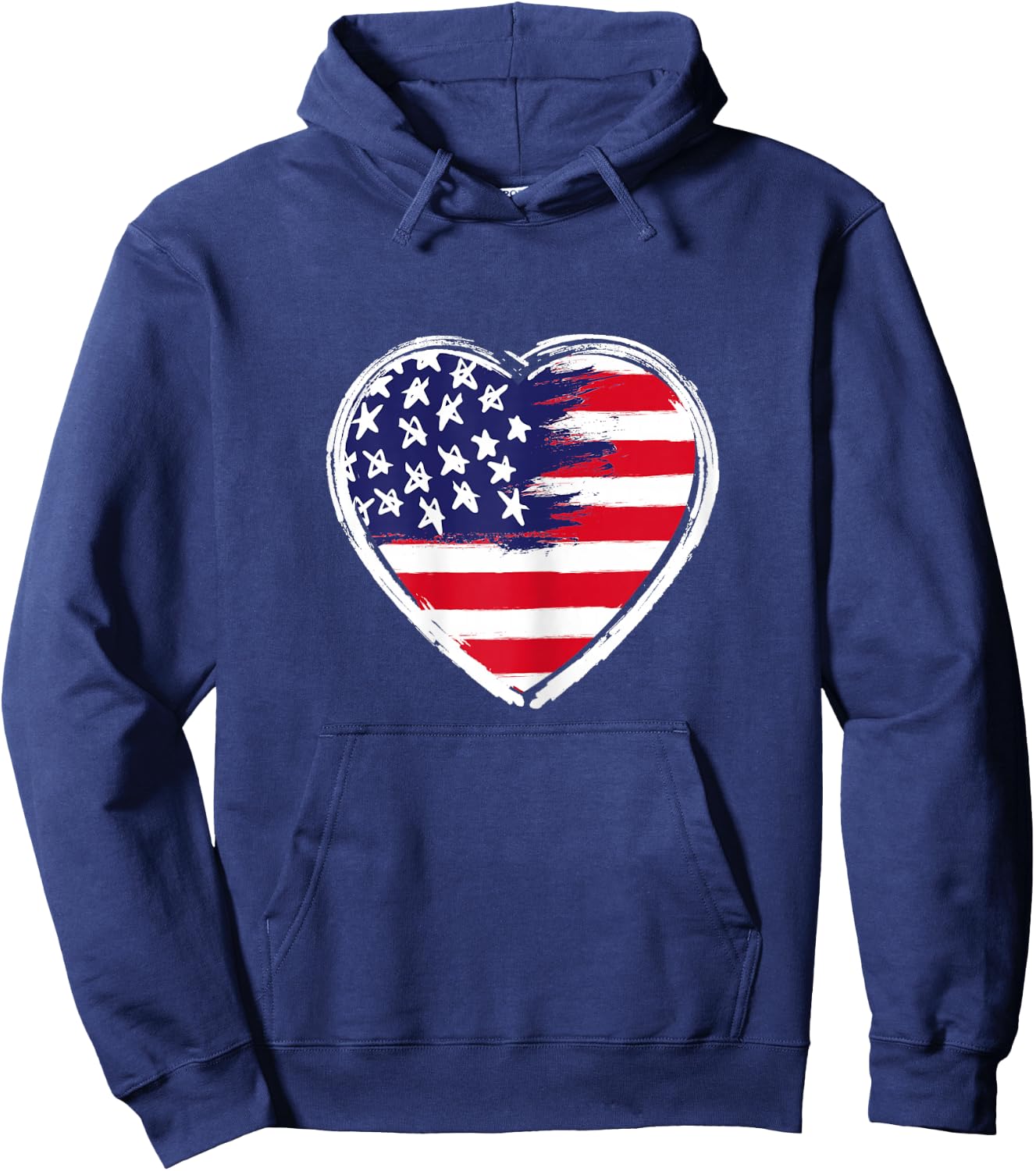 Heart US Flag 4th of July Patriotic American Stars Stripes Hoodie - Hoodie | Navy