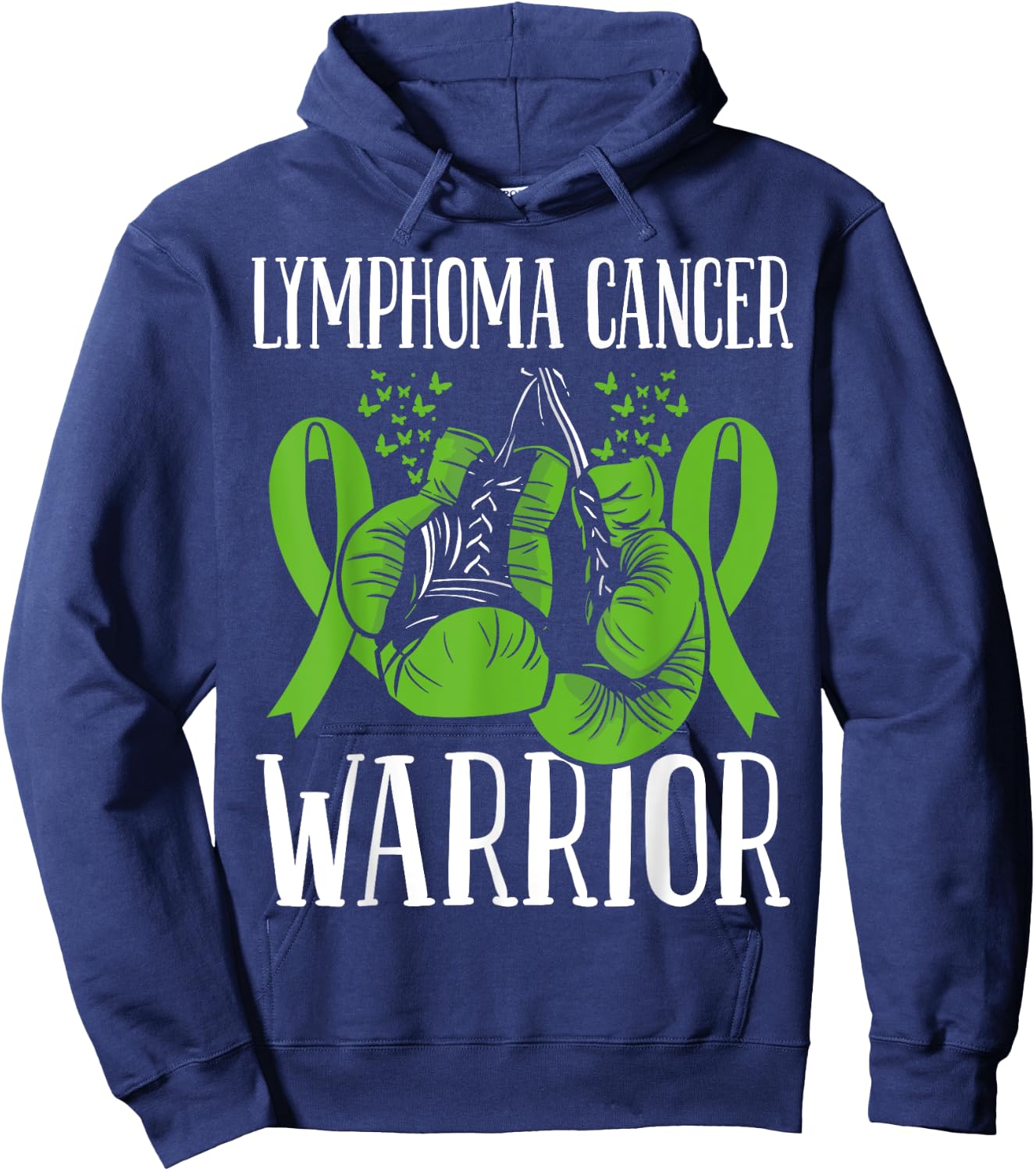 Lymphoma Cancer Awareness Month Warrior Ribbon Boxing Gloves Hoodie - Hoodie | Navy