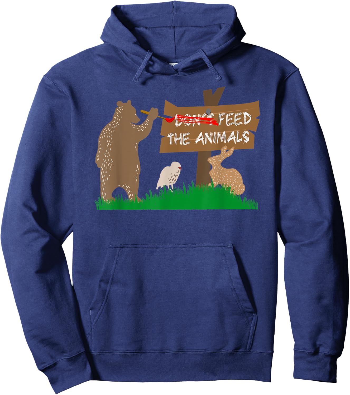 Don't Feed the Animals Funny Camping Hoodie - Hoodie | Navy