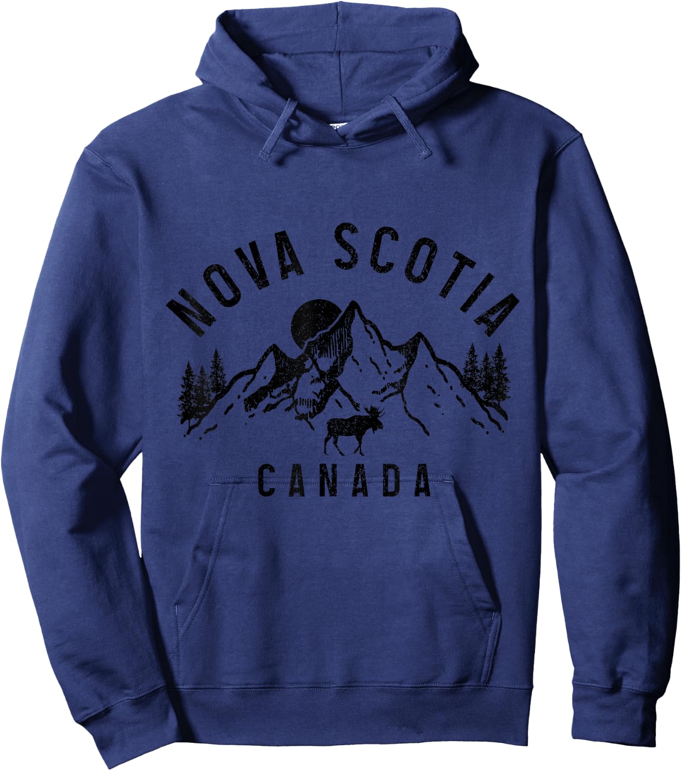 Nova Scotia Canada Souvenir Vintage Mountains Elk Hoodie - Hoodie | Navy
