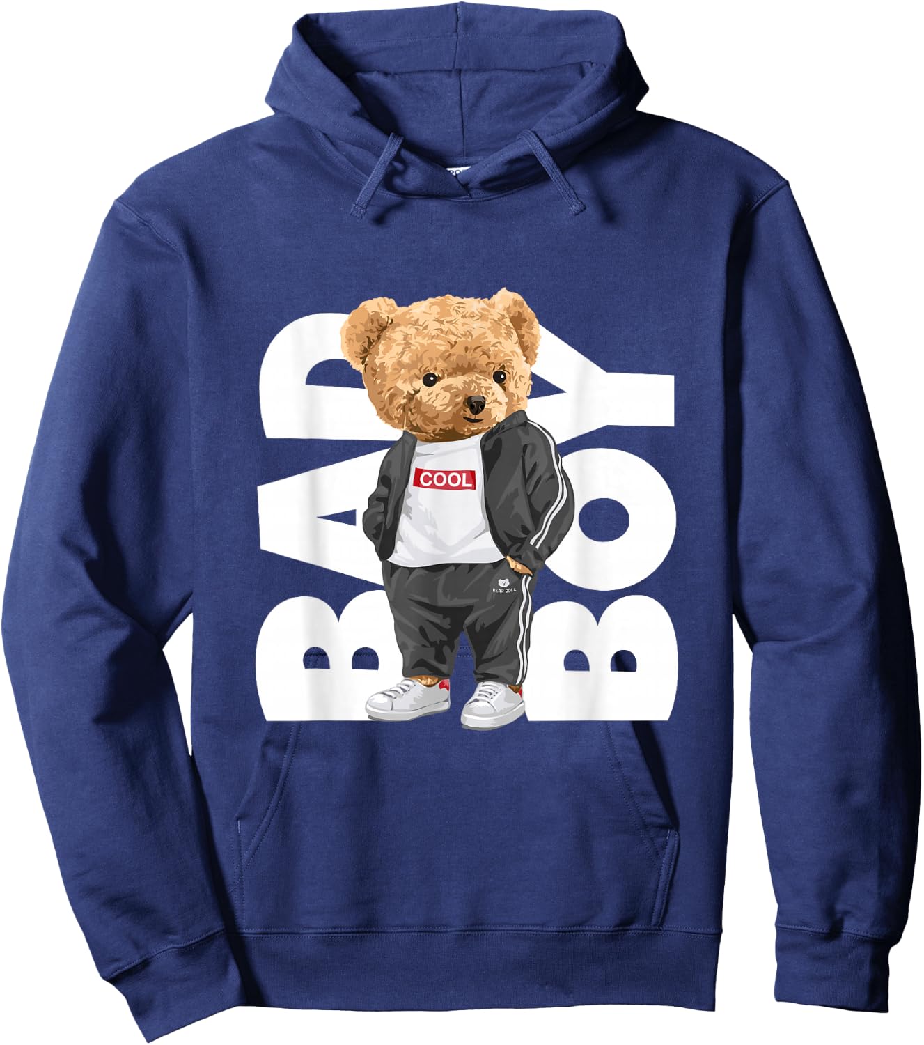 Bad Boy Shirt, Funny Teddy Bear Graphic Design Style Fun Hoodie - Hoodie | Navy