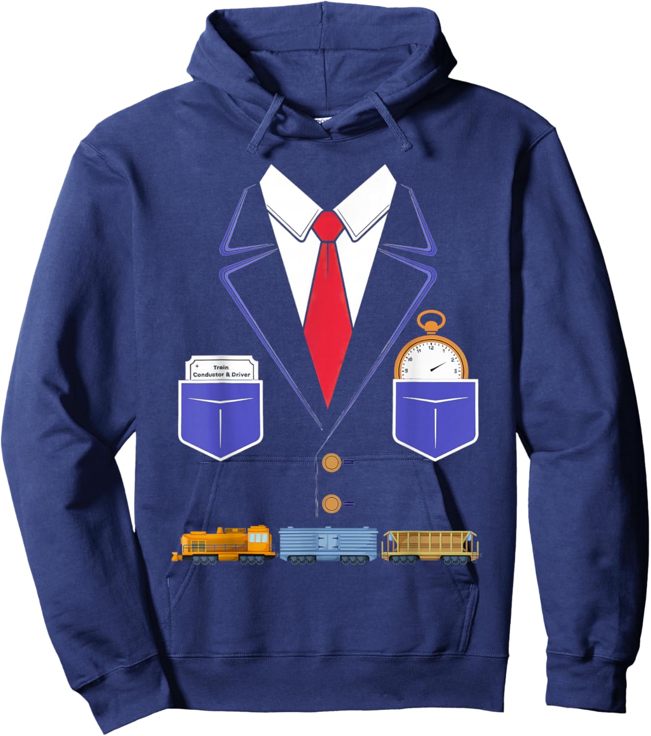 Train Conductor Costume Outfit Idea for Kids Train Driver Hoodie - Hoodie | Navy