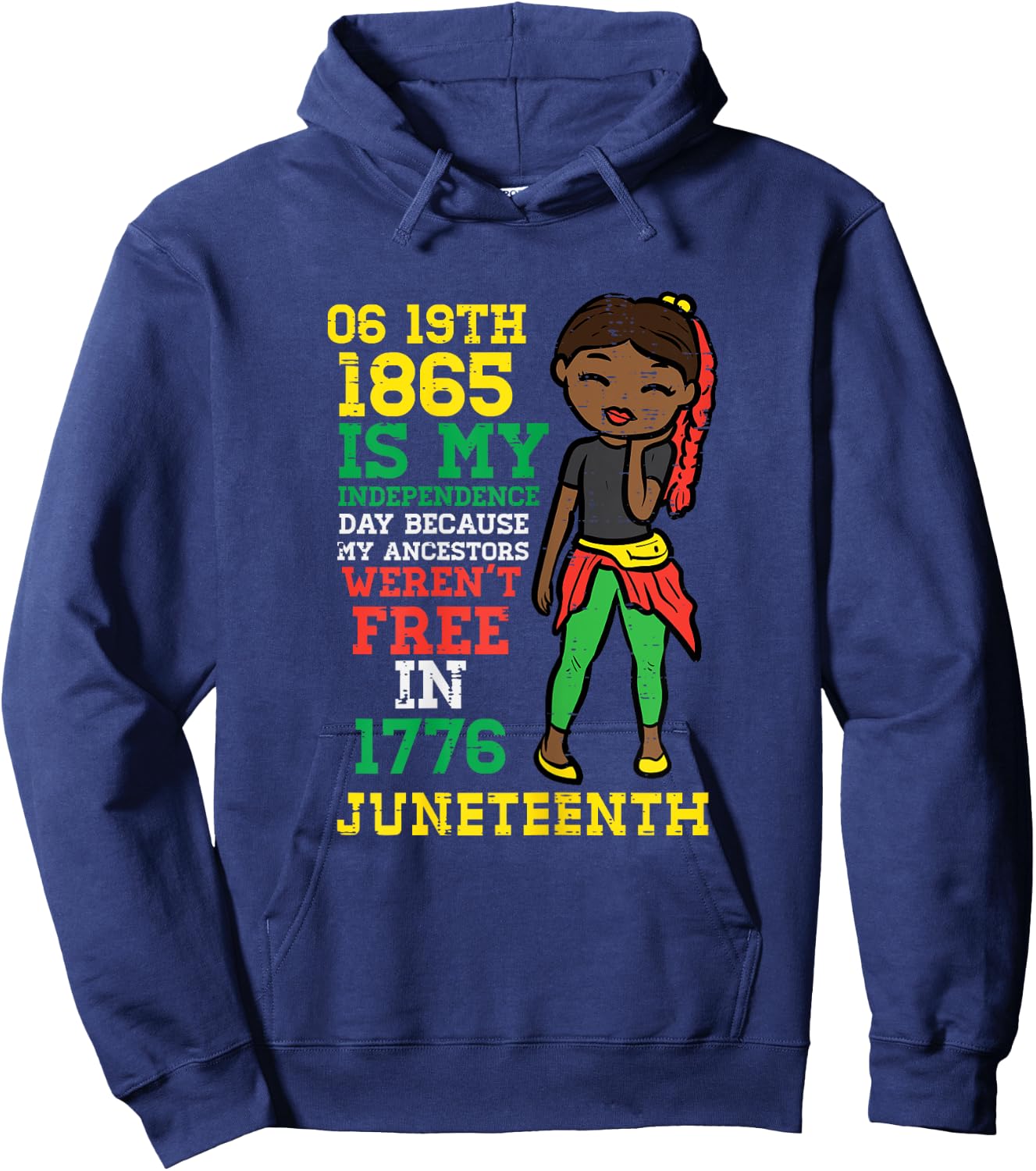 Juneteenth 1865 My Independence Day African Girls Kids Youth Hoodie - Hoodie | Navy
