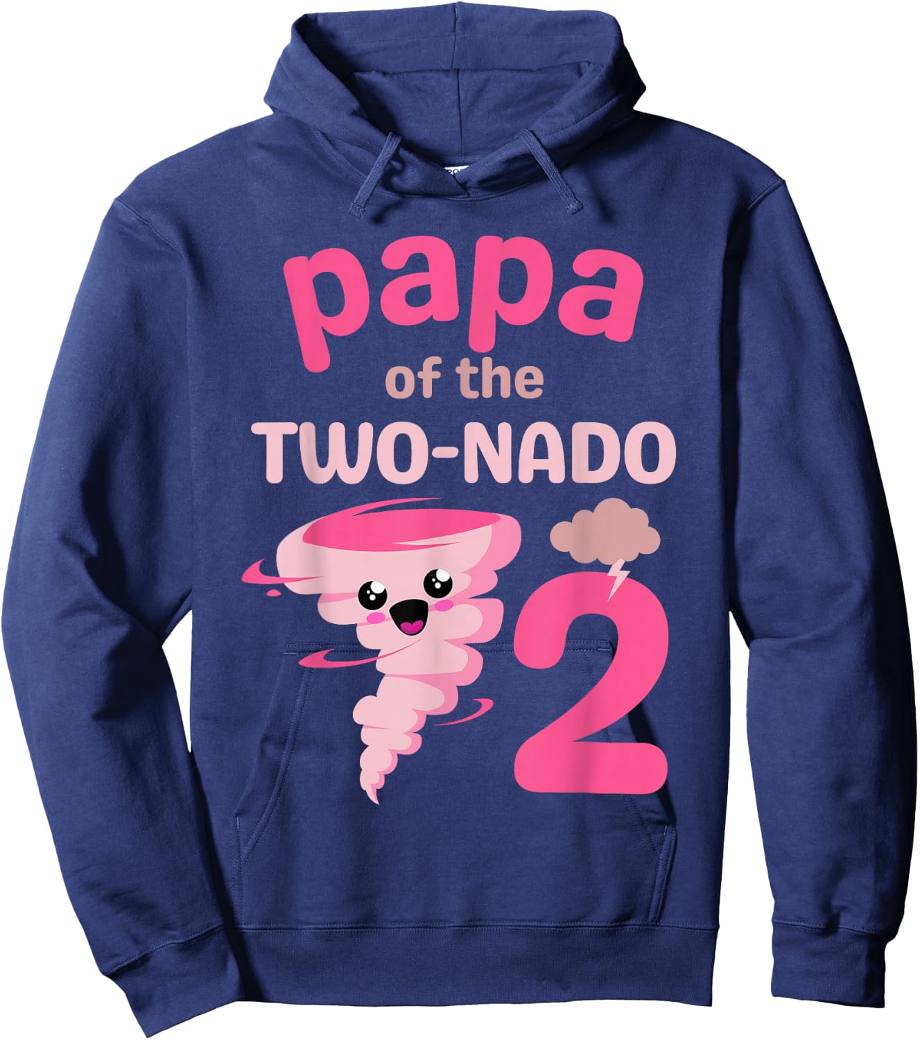 Papa of the Two-nado Tornado Theme 2nd Birthday Party Kids Hoodie - Hoodie | Navy