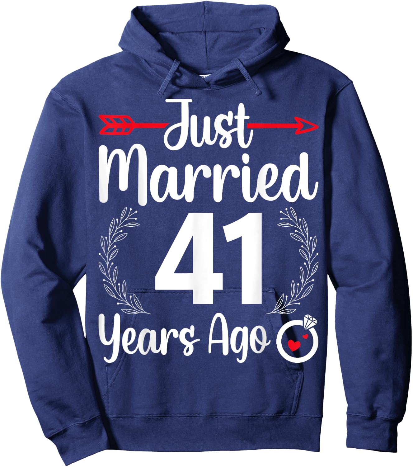 Just Married 41 Years Ago - Husband Wife 41th Anniversary Hoodie - Hoodie | Navy