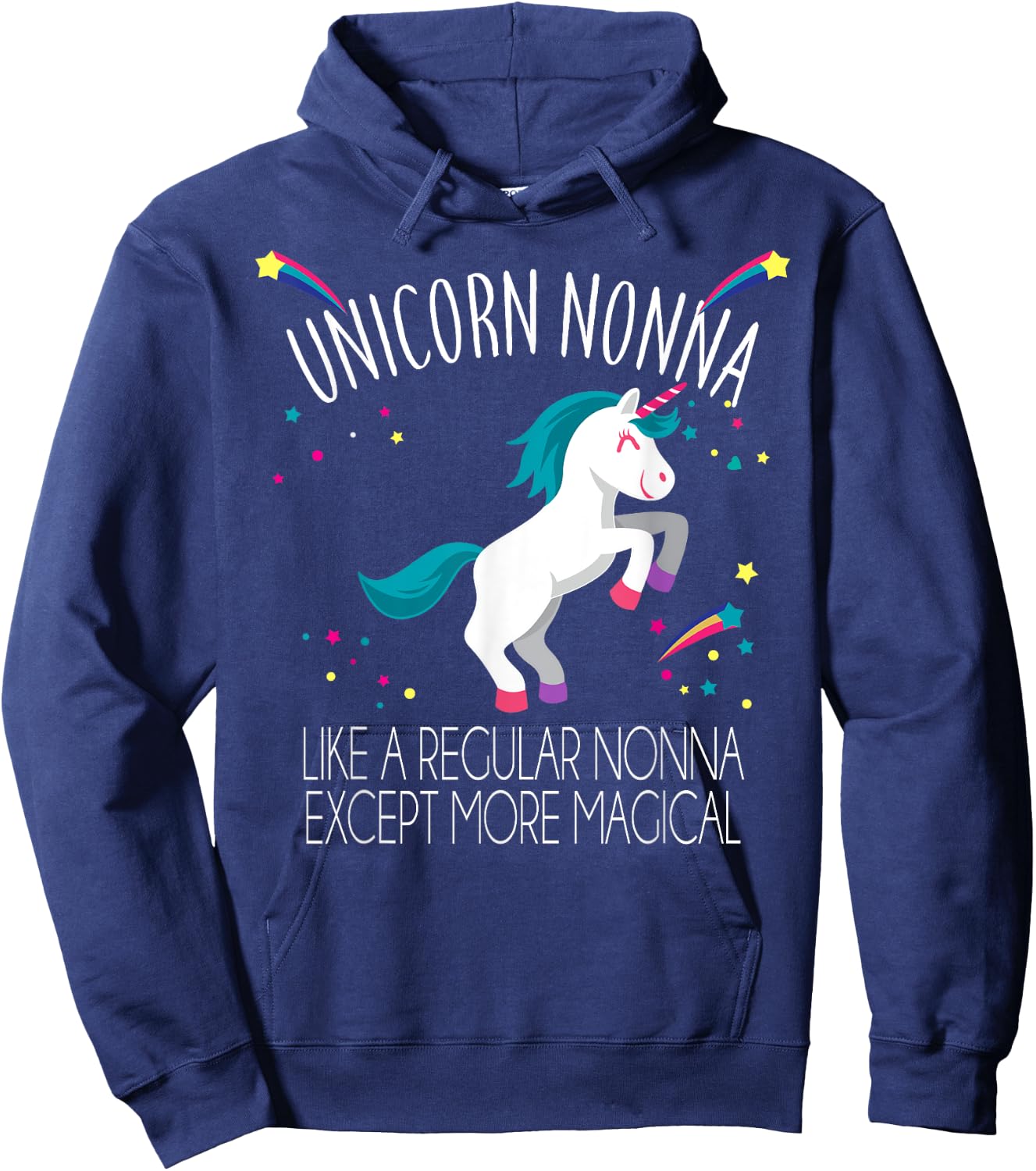 Unicorn Nonna Funny Rainbow Stars Friends Gift Hoodie - Hoodie | Navy