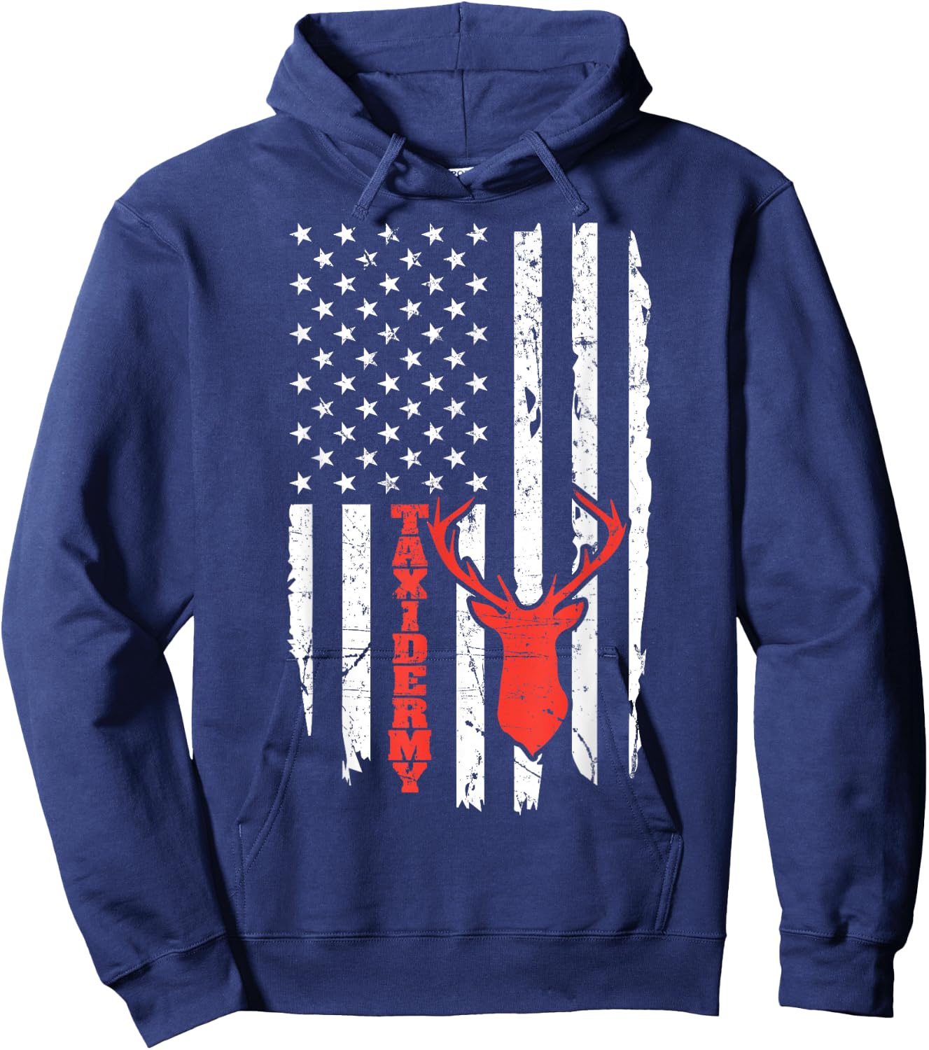 Taxidermy Deer American Flag Kids Men Hoodie - Hoodie | Navy