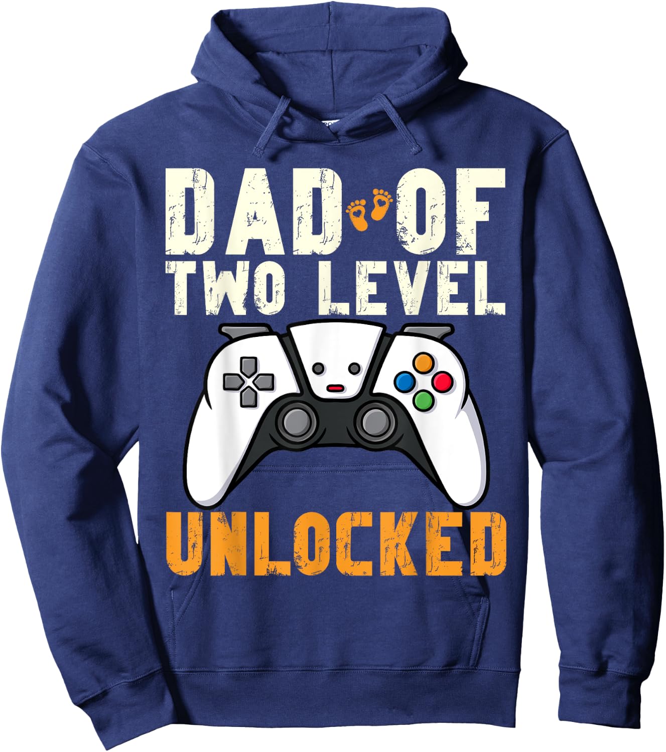 Daddy Again Leveled Up To Dad of 2 Gamer Dad Level Unlocked Hoodie - Hoodie | Navy
