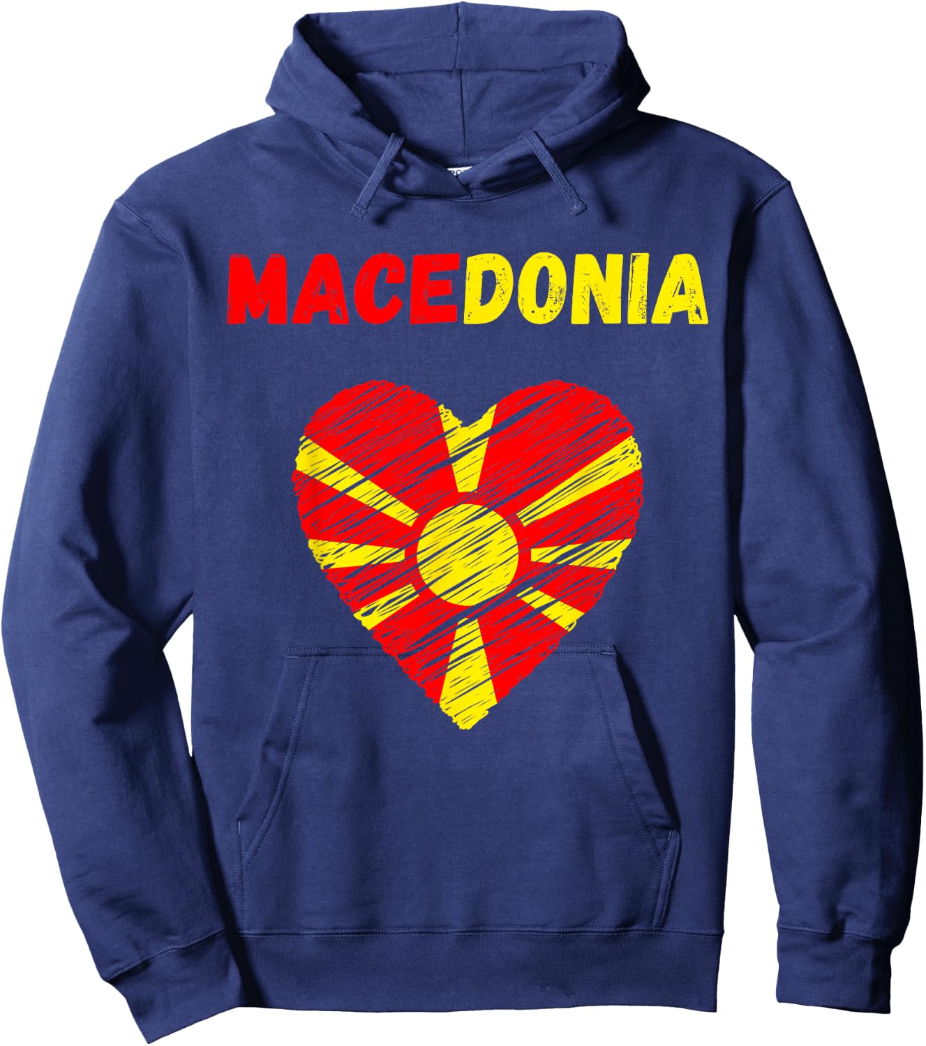 Macedonia Flag Holiday Macedonia Heart Macedonian Flag Hoodie - Hoodie | Navy