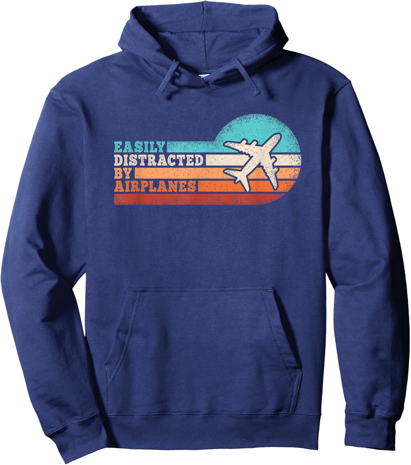 Easily Distracted by Airplanes Funny Pilot Aviation Men Hoodie - Hoodie | Navy