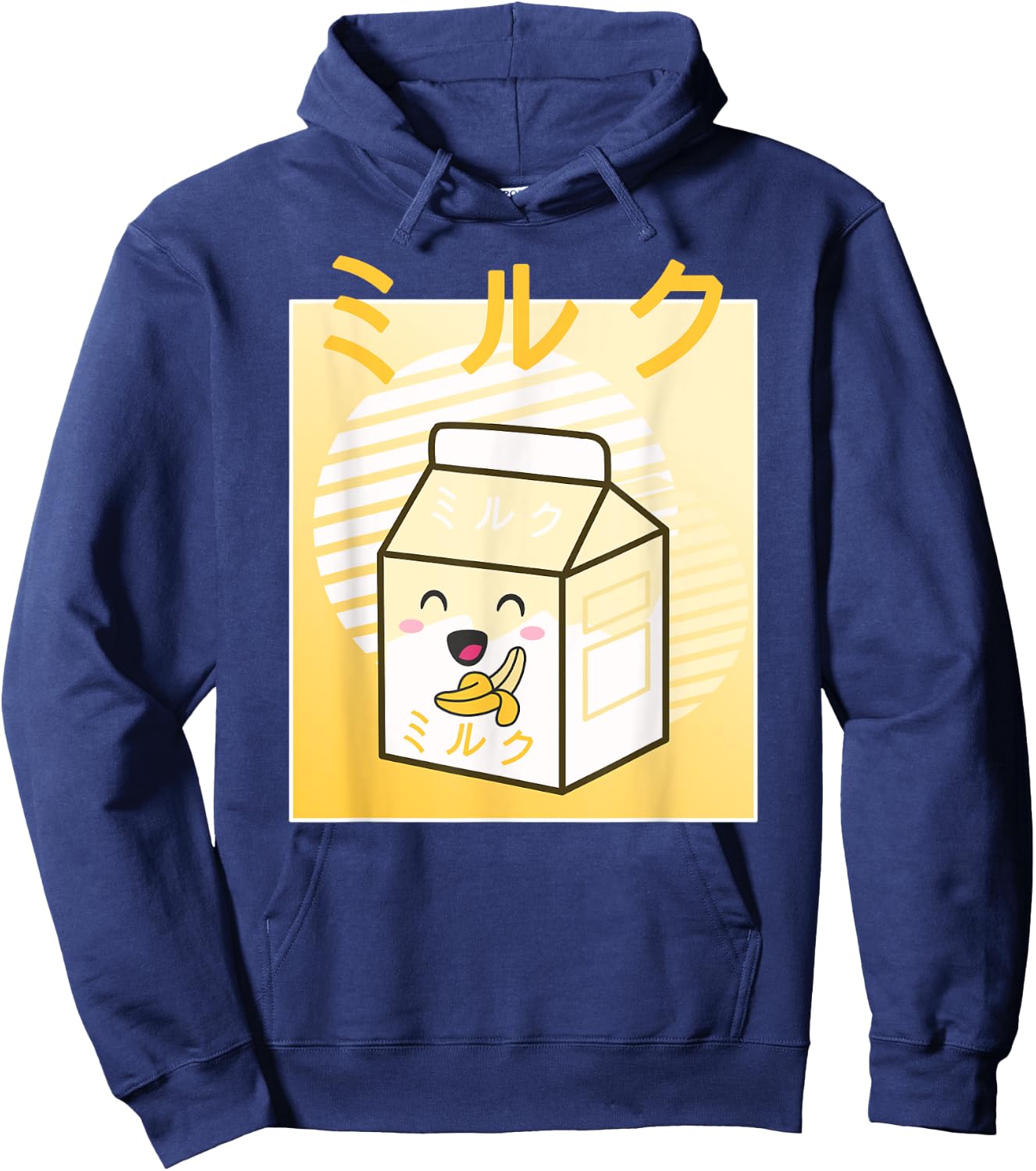 Kawaii Milk Retro Japanese Banana Milkshake Anime Hoodie - Hoodie | Navy