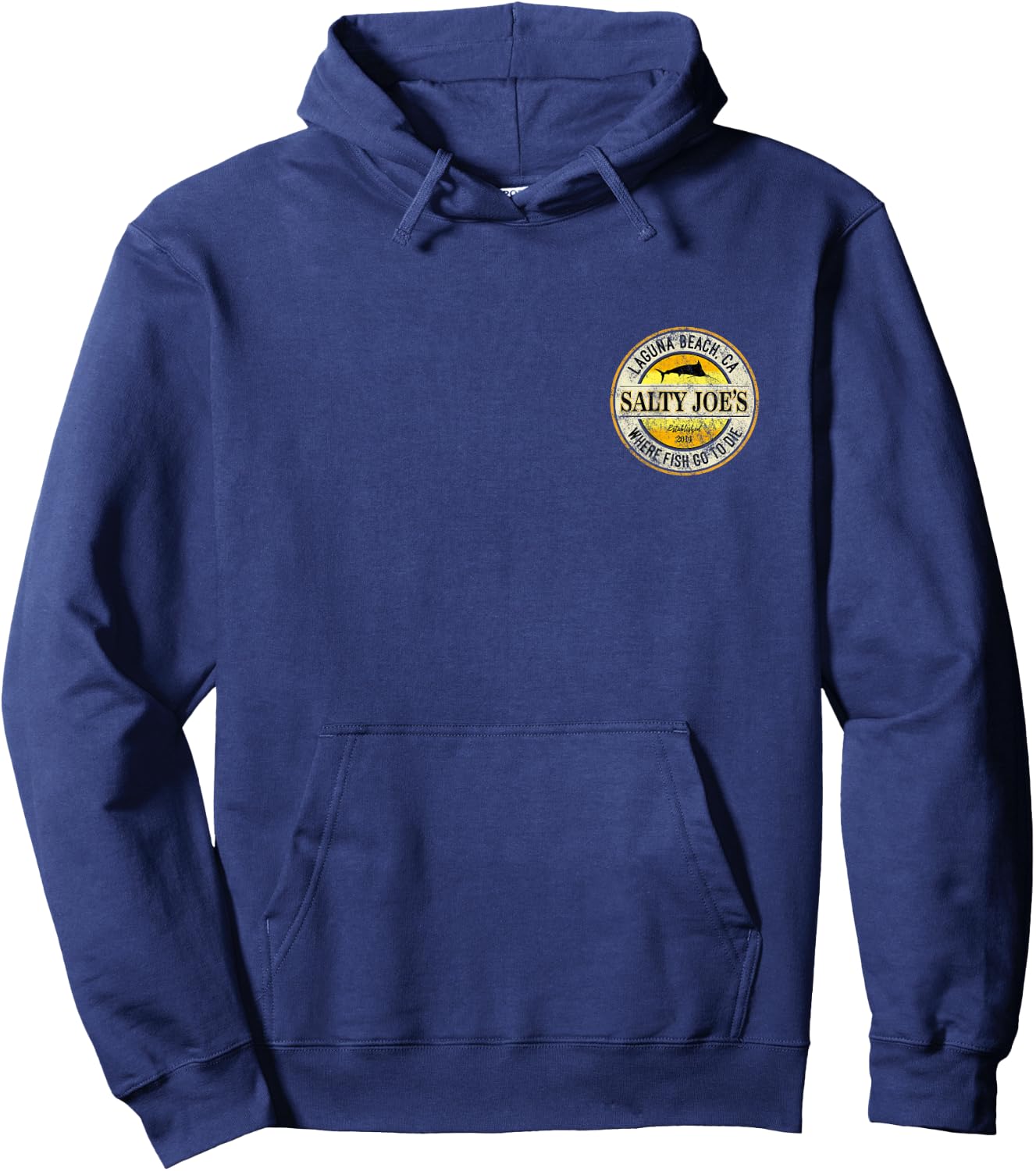 Salty Joe's Vintage Fishing Logo Graphic Hoodie - Hoodie | Navy