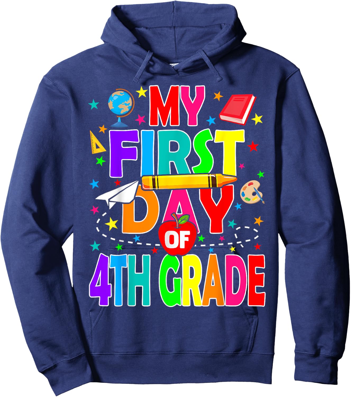 My First Day of 4th Grade Back to School Boys Kids Hoodie - Hoodie | Navy