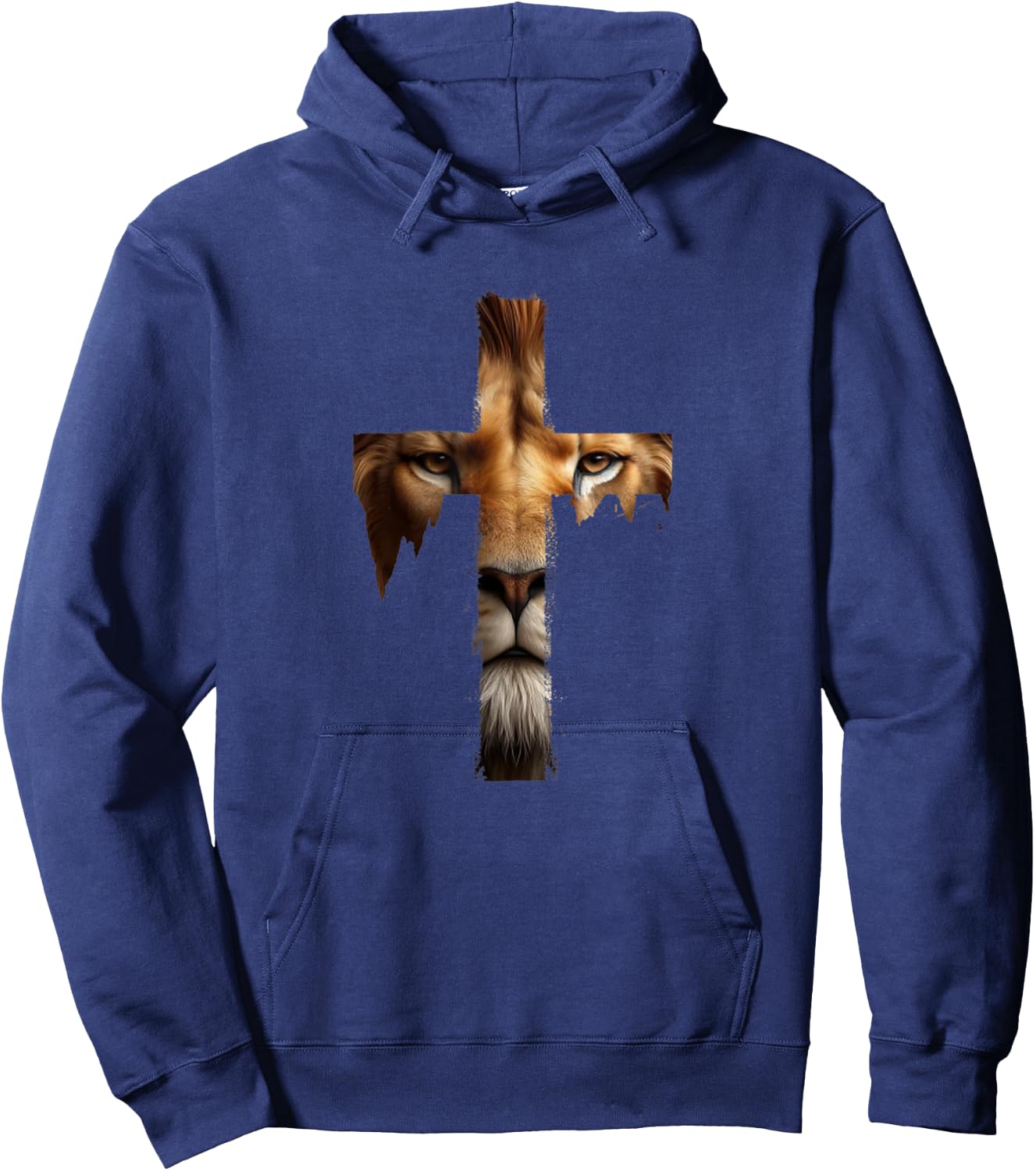 Vintage Jesus God Lion Cross Christian Faith Religion Hoodie - Hoodie | Navy