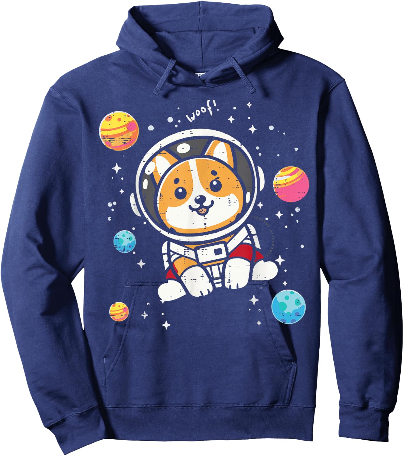 Astronaut Dog Welsh Corgi Woof Space Galaxy Men Women Kids Hoodie - Hoodie | Navy