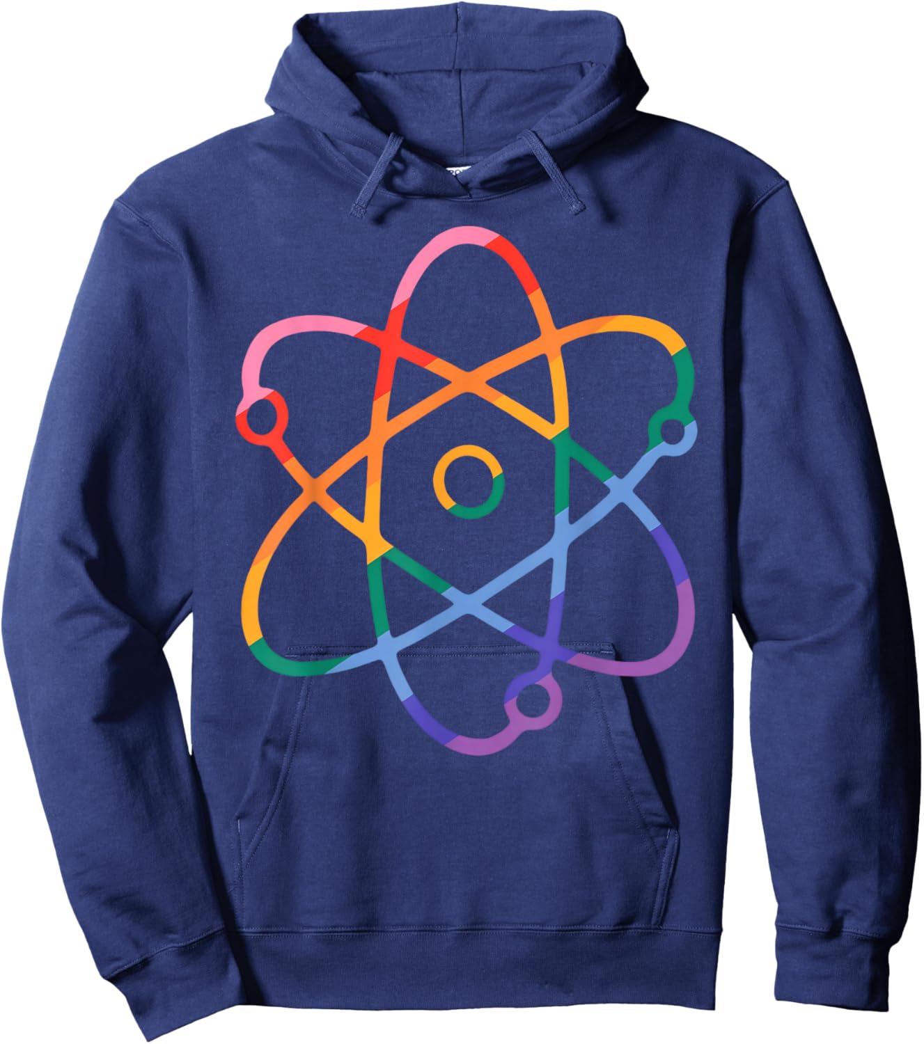 LGBTQ Atom Science Chemistry Teacher Gay Pride Rainbow Flag Hoodie - Hoodie | Navy