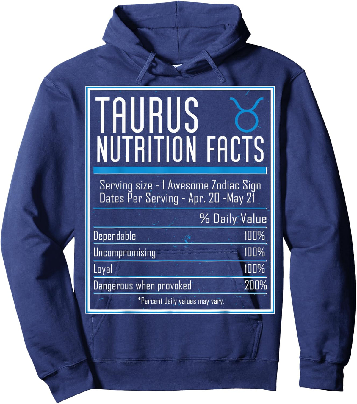 Taurus Nutrition Facts Zodiac Astrology Horoscope Birthday Hoodie - Hoodie | Navy