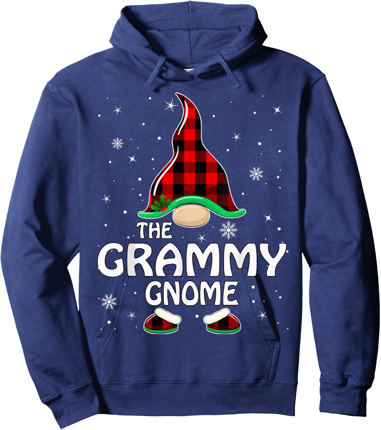 Grammy Gnome Buffalo Plaid Matching Family Christmas Pajama Hoodie - Hoodie | Navy