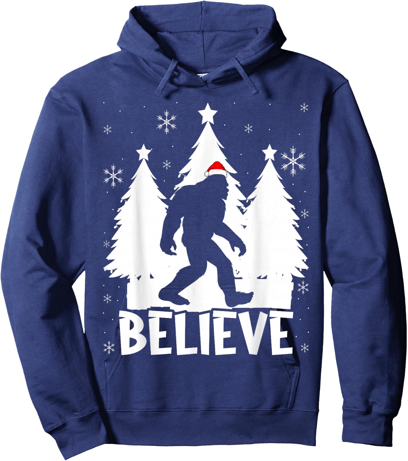 Believe In Bigfoot Christmas Sasquatch Bigfoot Santa Hat Hoodie - Hoodie | Navy