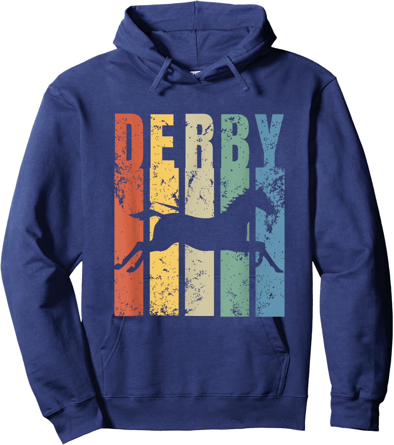Derby Shirt Featuring Horse - Vintage Style Derby Hoodie - Hoodie | Navy