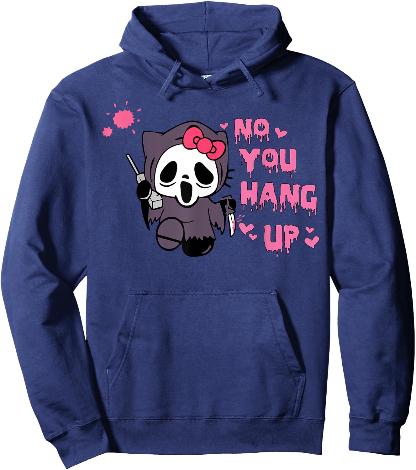 No You Hang Up Cats Horror Skeleton Hoodie - Hoodie | Navy