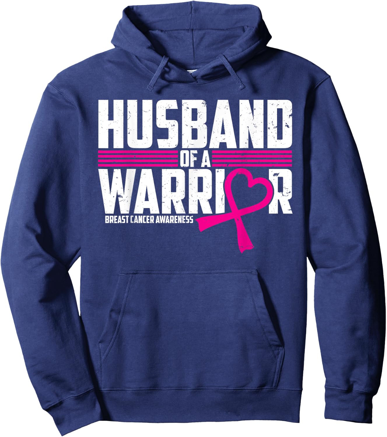 Breast Cancer Awareness Husband of Warrior Pink Hoodie - Hoodie | Navy