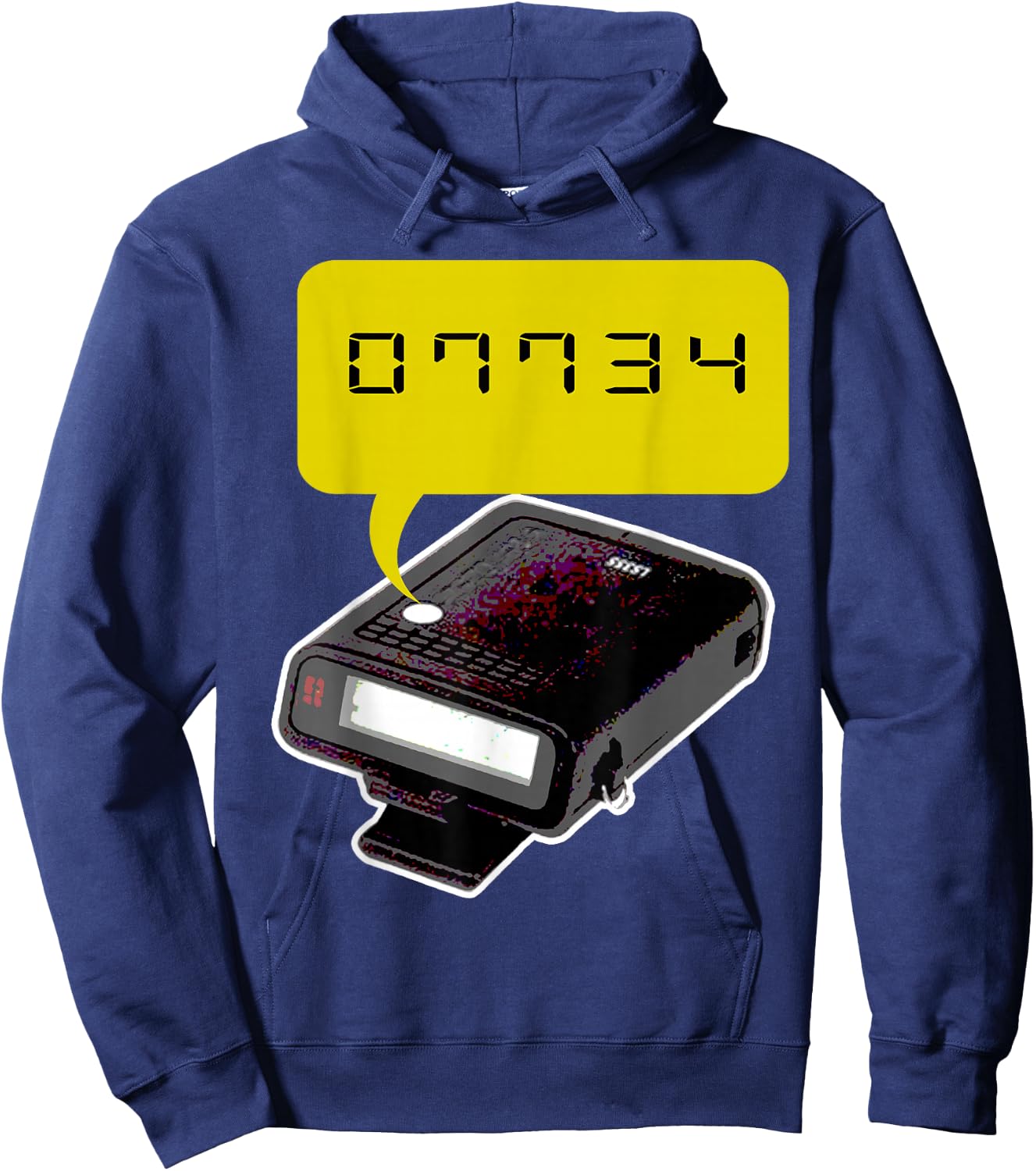 Old School Retro Tech 90s Pager Beeper Urban Phrase Hello Hoodie - Hoodie | Navy