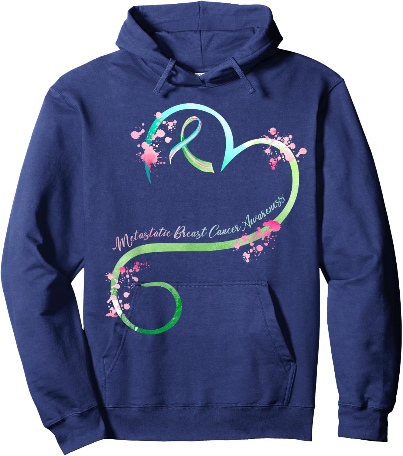 Metastatic Breast Cancer Awareness Heart Gifts Hoodie - Hoodie | Navy