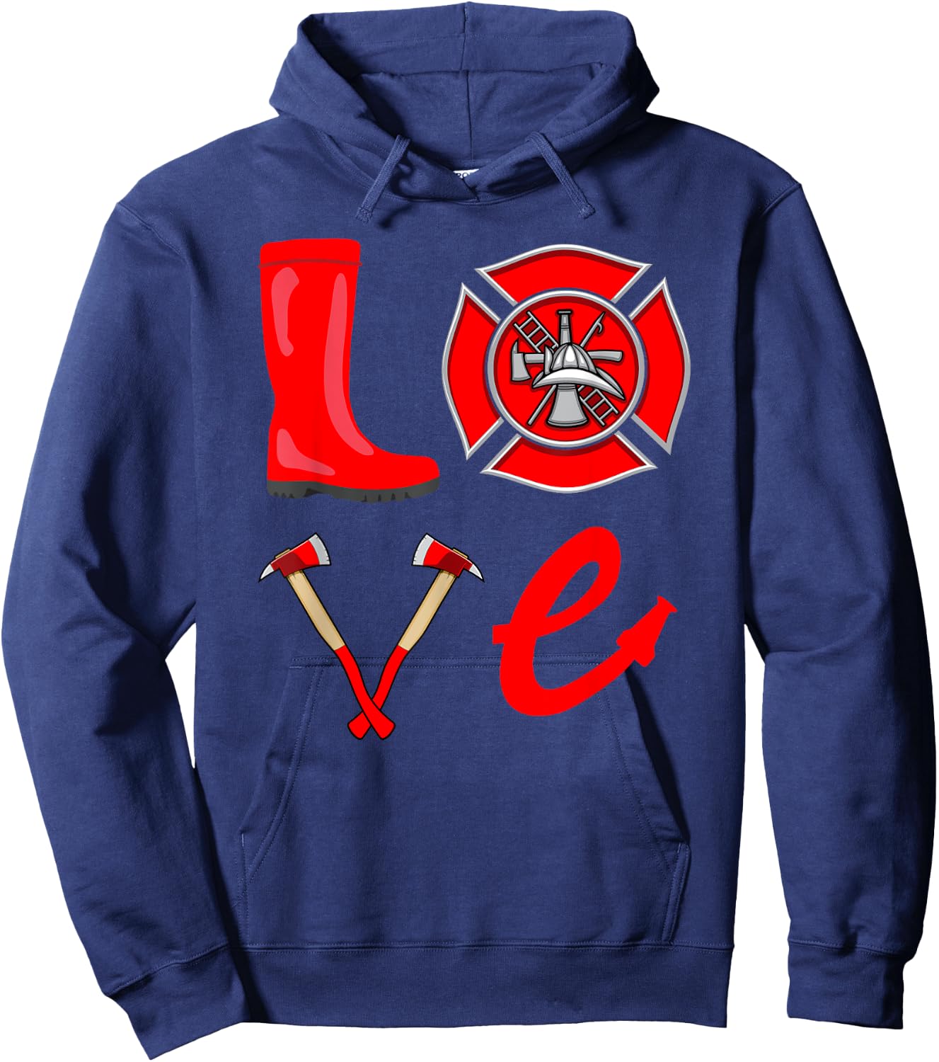 Love Firefighter Fireman Firefighting Fire Truck Hoodie - Hoodie | Navy