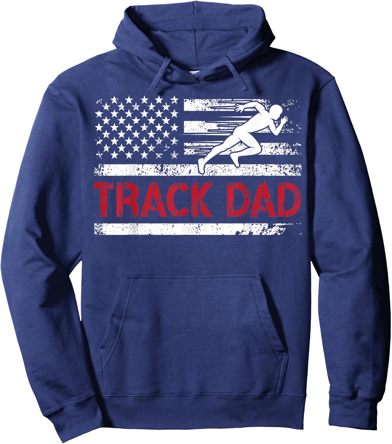 Track Dad Of A Track And Field Athlete US Flag Track Father Hoodie - Hoodie | Navy
