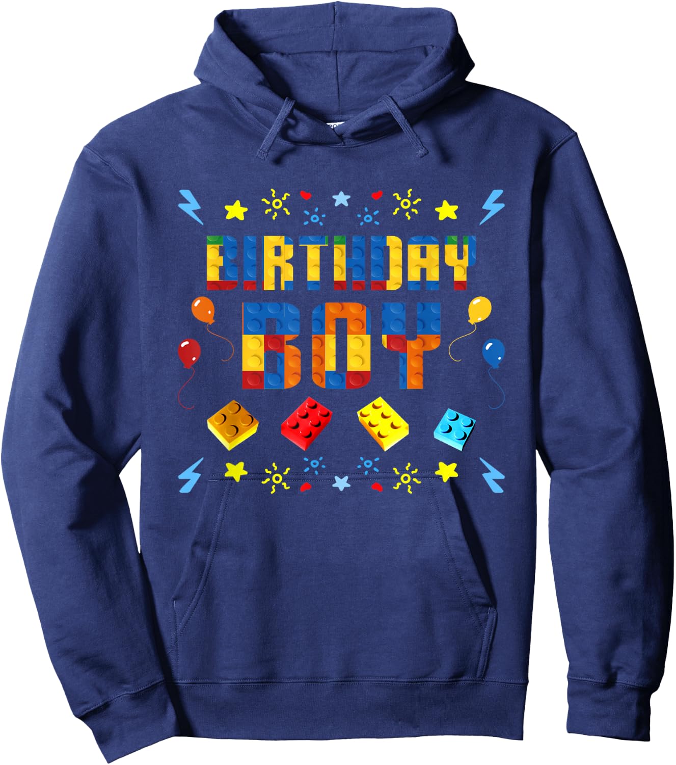 Birthday Boy Master Builder Building Blocks Matching Kids Hoodie - Hoodie | Navy