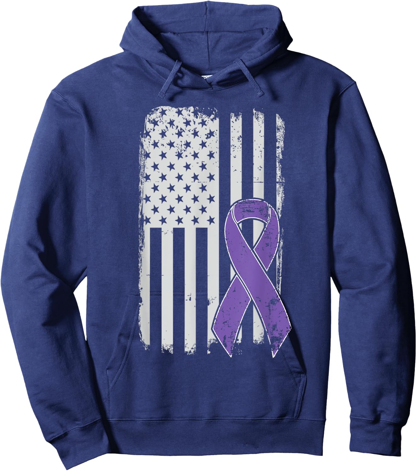 Testicular Cancer Awareness - Vintage USA American Flag Hoodie - Hoodie | Navy