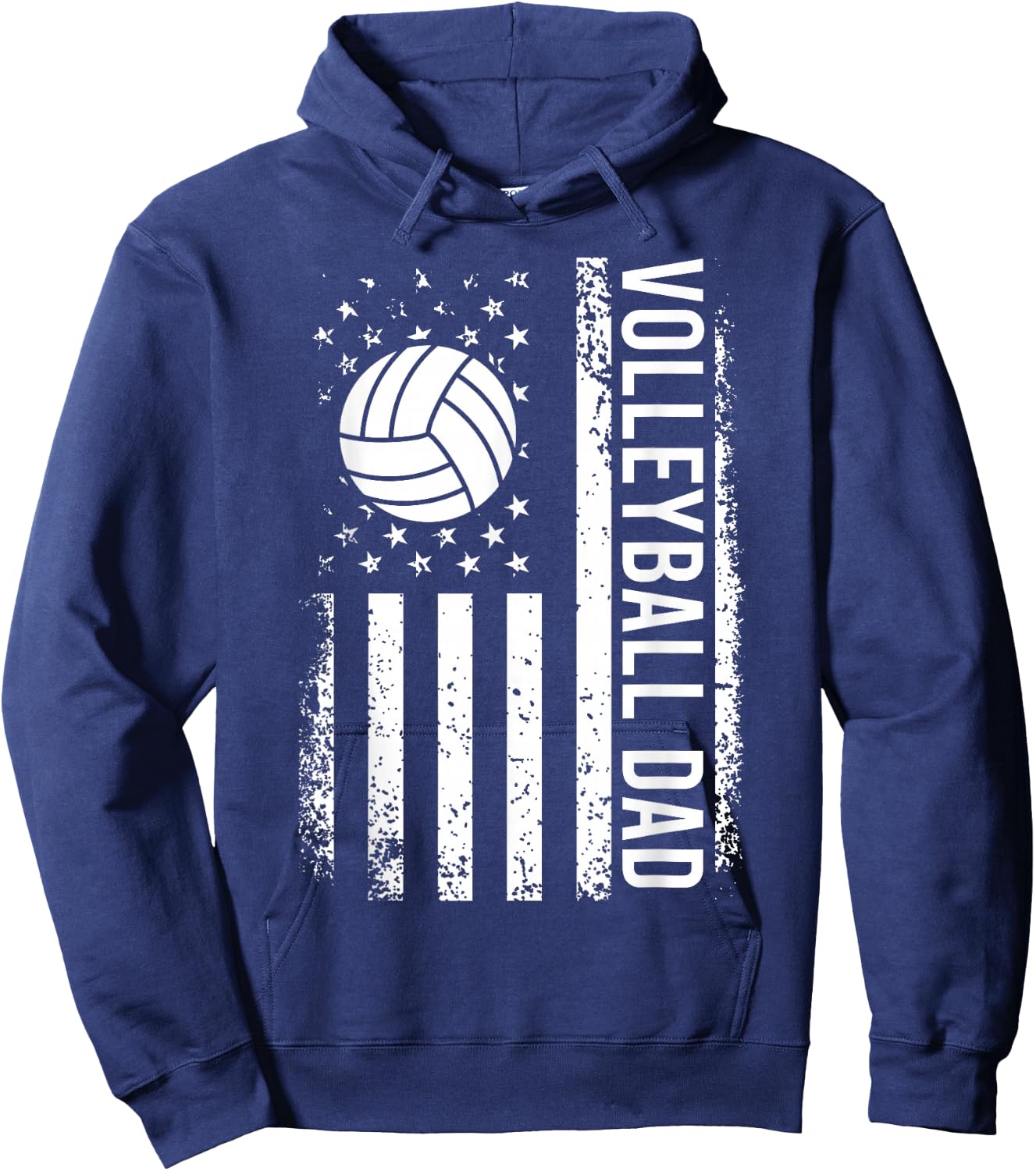 Vintage Volleyball Dad USA Flag Retro Fathers Day Daddy Papa Hoodie - Hoodie | Navy